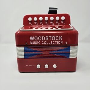 Woodstock Music Collection Red Mini Accordion Squeezebox Working Condition
